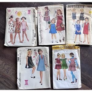 Vintage Lot 60's 70's Girls Sz 12/14 Sewing Patterns Dresses Tops Skirts Boho